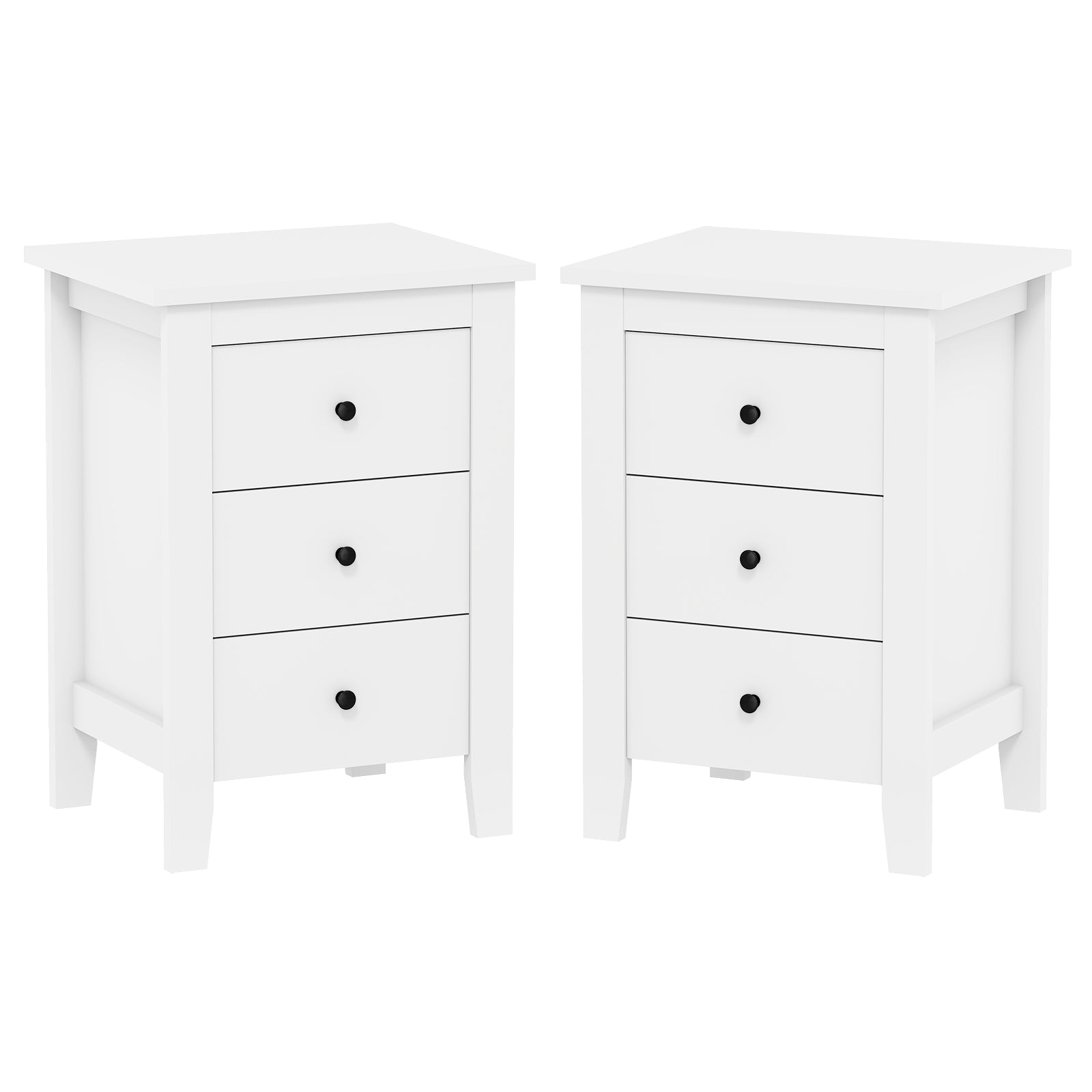 Set of 2 Nightstand End Beside Table Drawers, White Nightstands at Gallery Canada