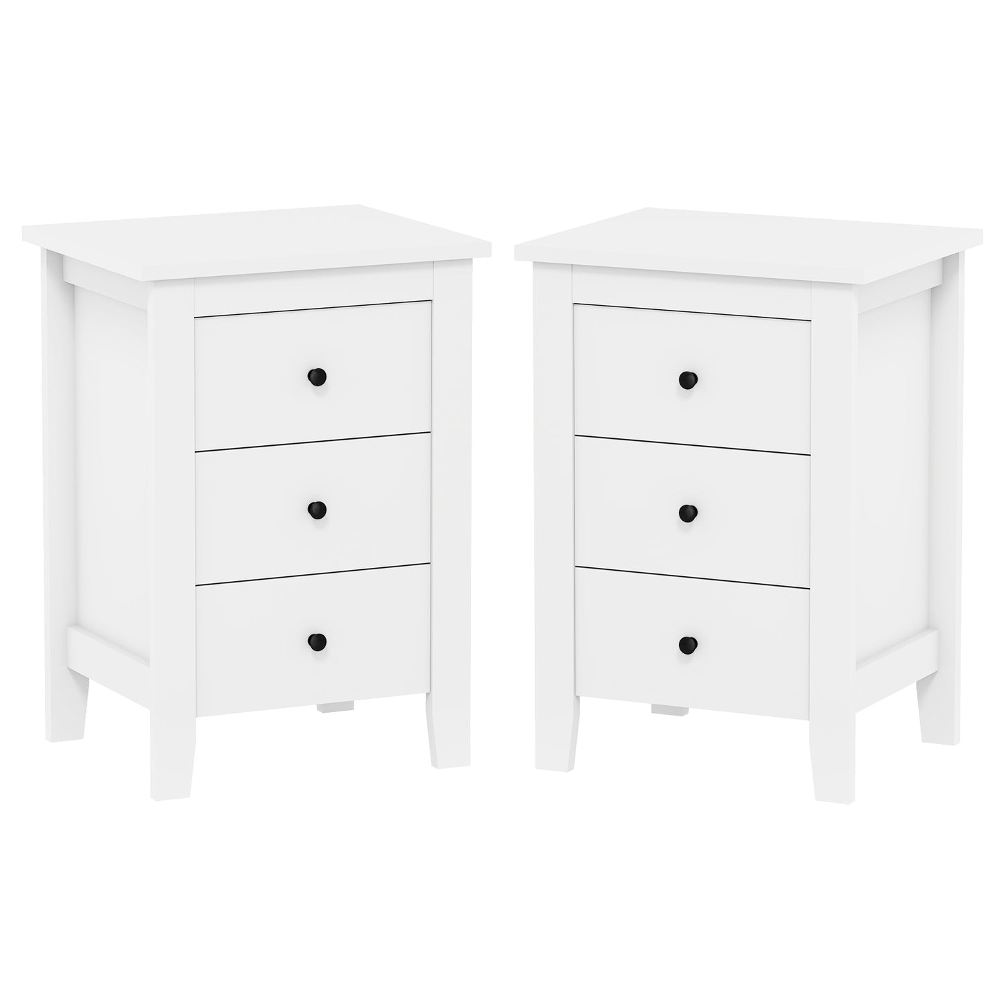 Set of 2 Nightstand End Beside Table Drawers, White Nightstands at Gallery Canada