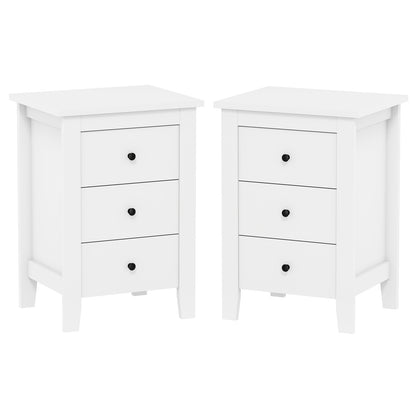 Set of 2 Nightstand End Beside Table Drawers, White Nightstands at Gallery Canada