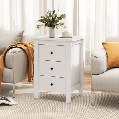 Set of 2 Nightstand End Beside Table Drawers, White Nightstands at Gallery Canada