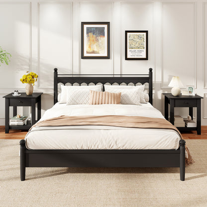 Set of 2 Nightstand with Drawer 3-Tier Modern Bedside Table with Open Shelf and Storage, Black Nightstands at Gallery Canada