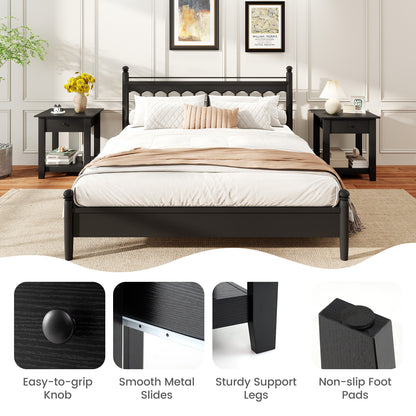 Set of 2 Nightstand with Drawer 3-Tier Modern Bedside Table with Open Shelf and Storage, Black Nightstands at Gallery Canada