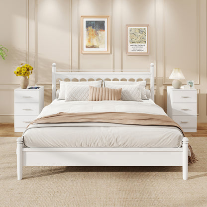 Set of 2 Nightstand with Charging Station End Table with 3 Storage Drawers Bedside Table for Bedroom, White Nightstands at Gallery Canada