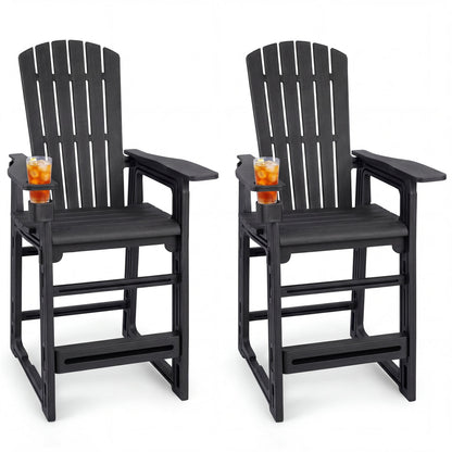 Outdoor Bar Stools Set of 2, 29 Inch Height, Black Patio Bar Furniture at Gallery Canada