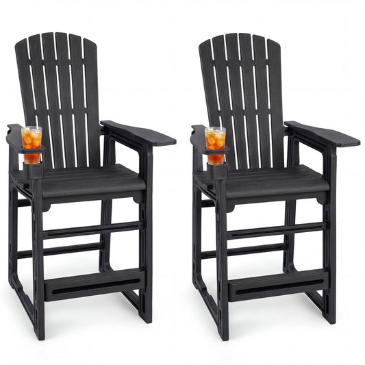 Outdoor Bar Stools Set of 2, 29 Inch Height, Black