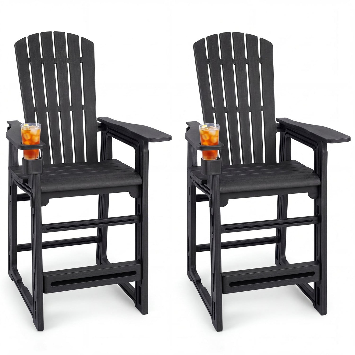 Outdoor Bar Stools Set of 2, 29 Inch Height, Black Patio Bar Furniture Black at Gallery Canada