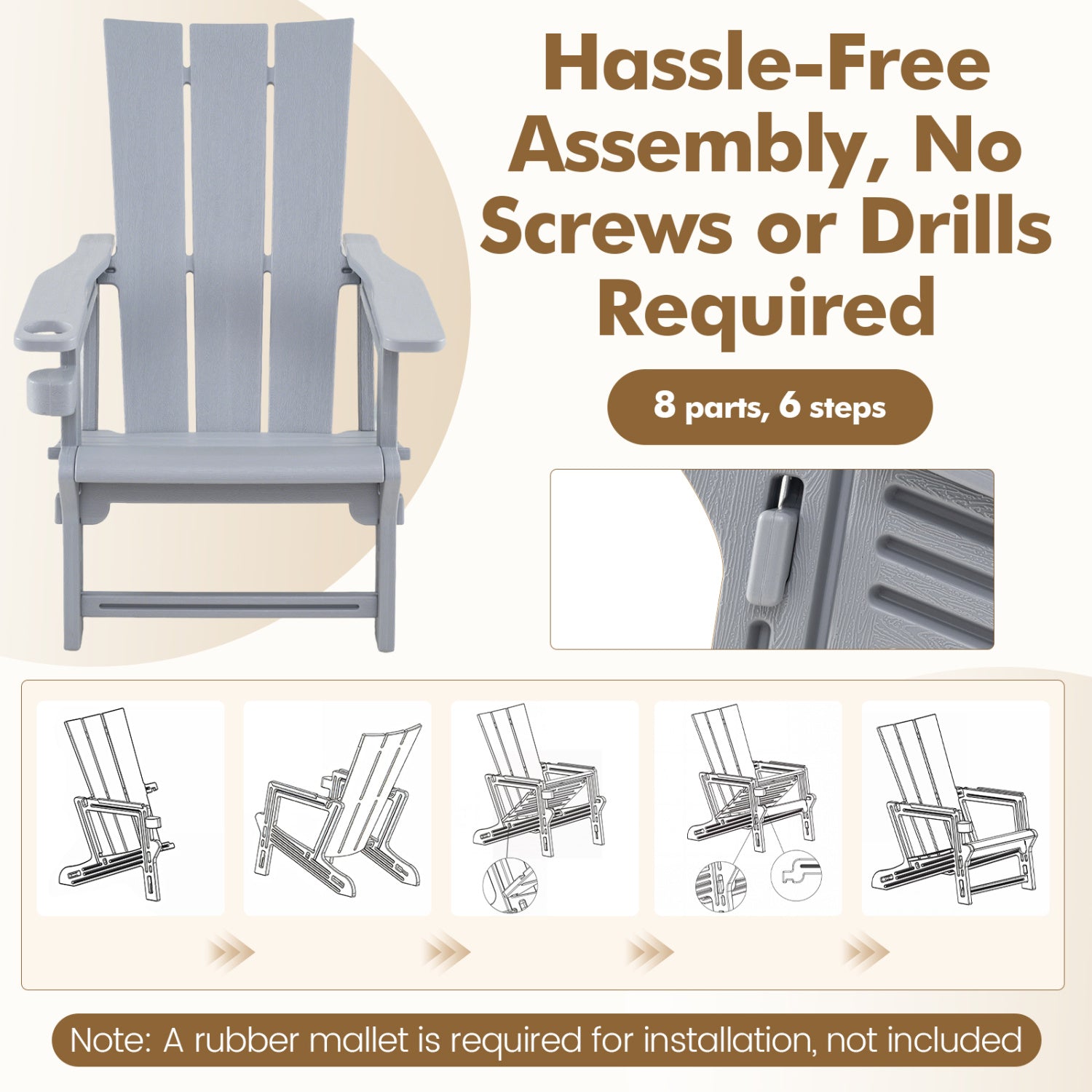 Set of 2 Outdoor Adirondack Chairs, Gray Adirondack Chairs at Gallery Canada