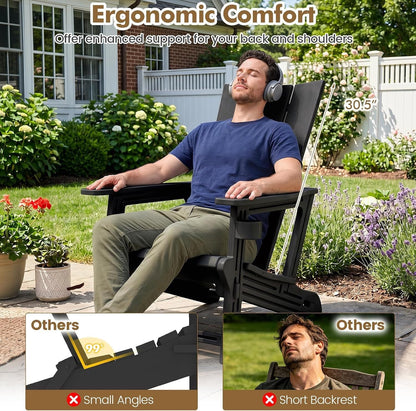 Ensemble de 2 chaises Adirondack d'extérieur avec porte-gobelet, noir