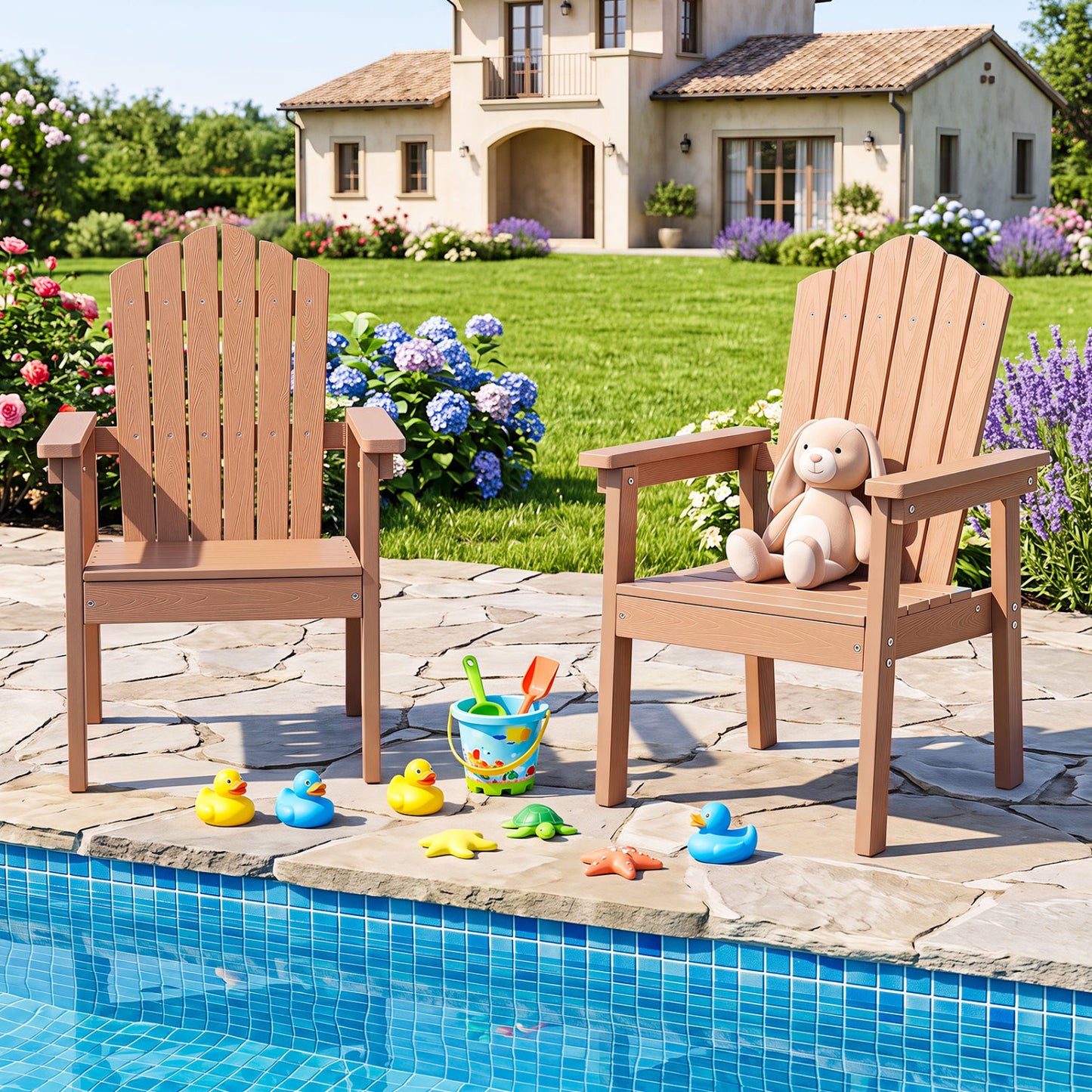 Ensemble de 2 chaises Adirondack d'extérieur, marron