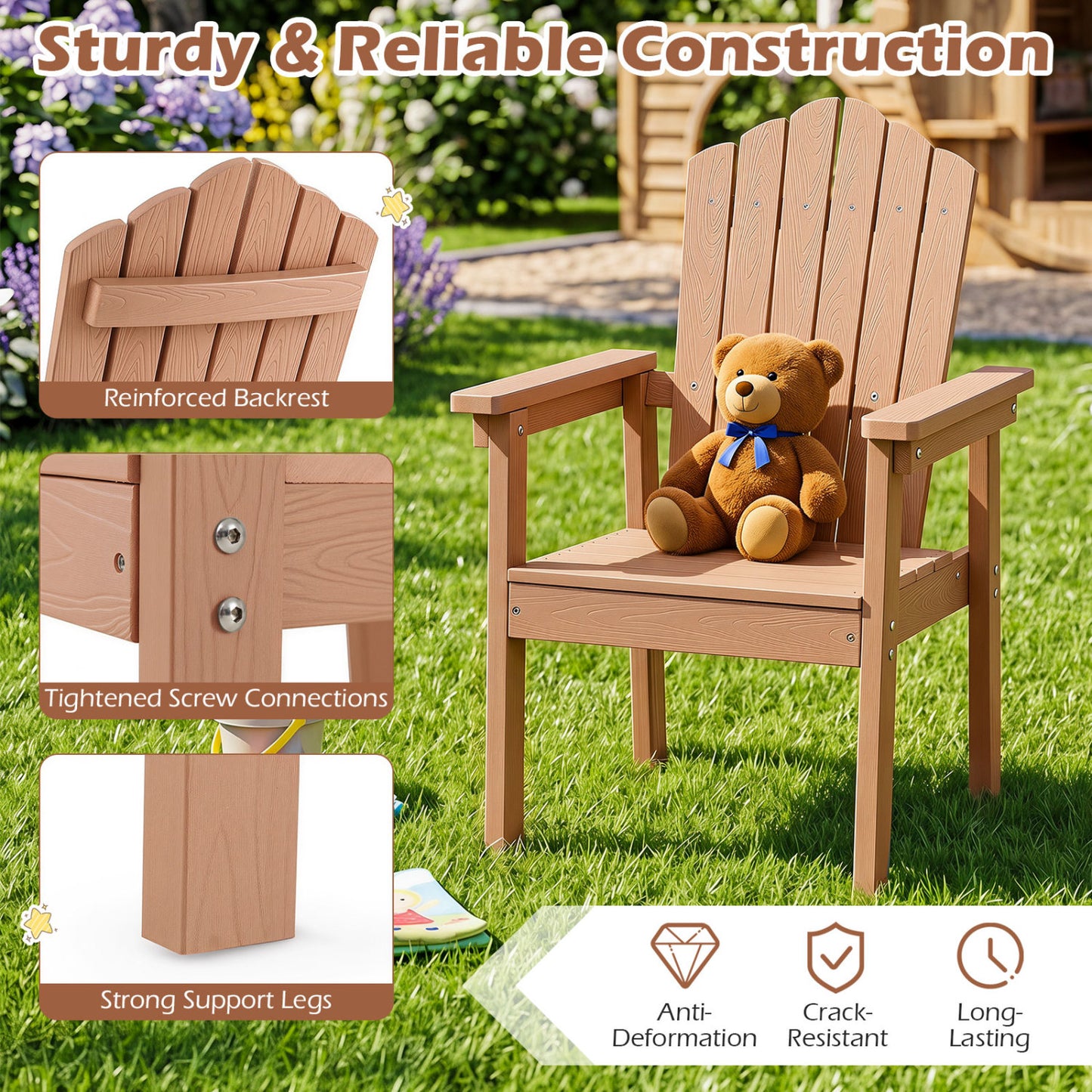 Ensemble de 2 chaises Adirondack d'extérieur, marron