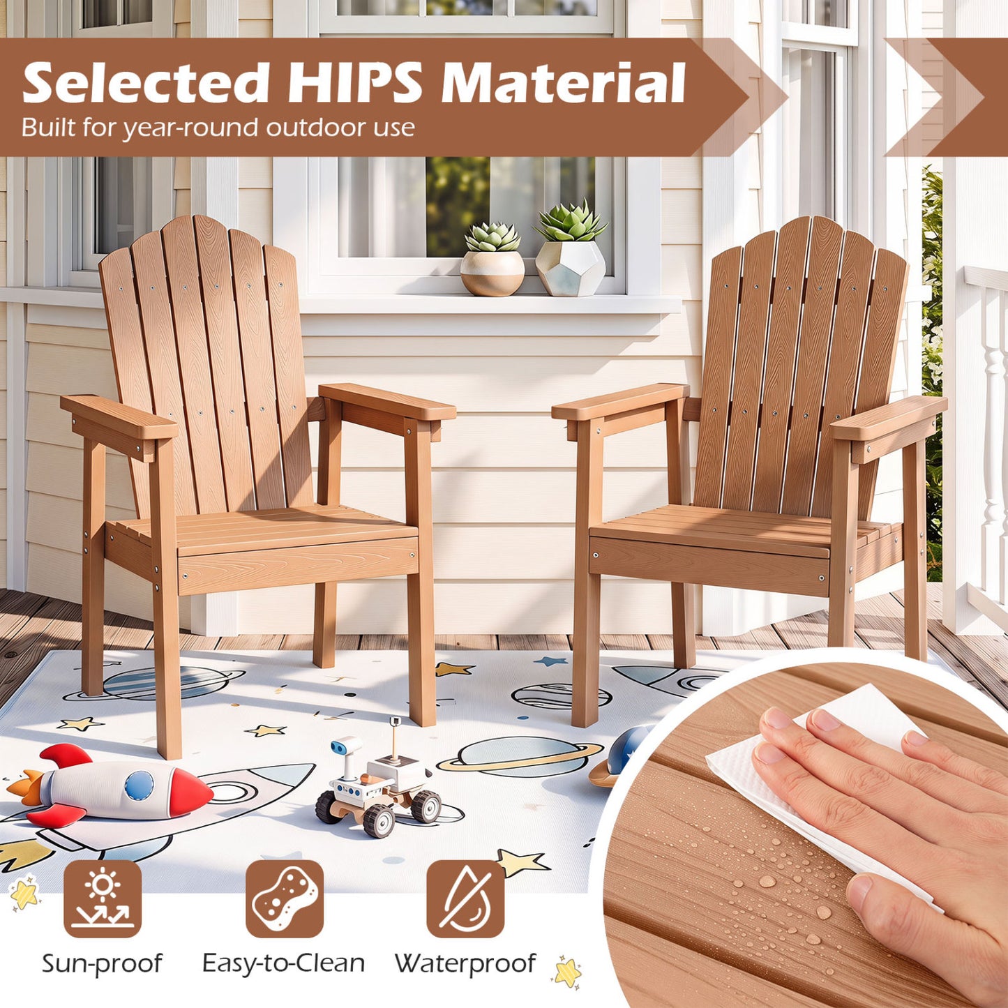 Ensemble de 2 chaises Adirondack d'extérieur, marron