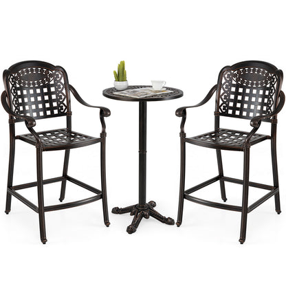 Set of 2 Outdoor Bar Stool 25.5 Inch Counter Height Cast Aluminum Bar Chairs, Copper Patio Bar Furniture at Gallery Canada