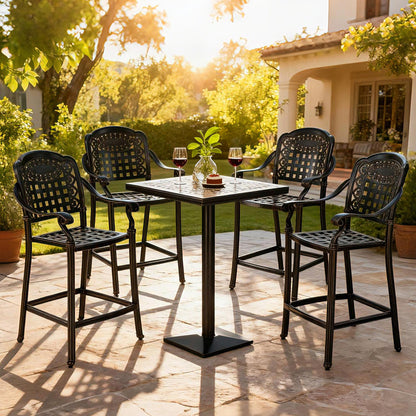 Set of 2 Outdoor Bar Stool 25.5 Inch Counter Height Cast Aluminum Bar Chairs, Copper Patio Bar Furniture at Gallery Canada