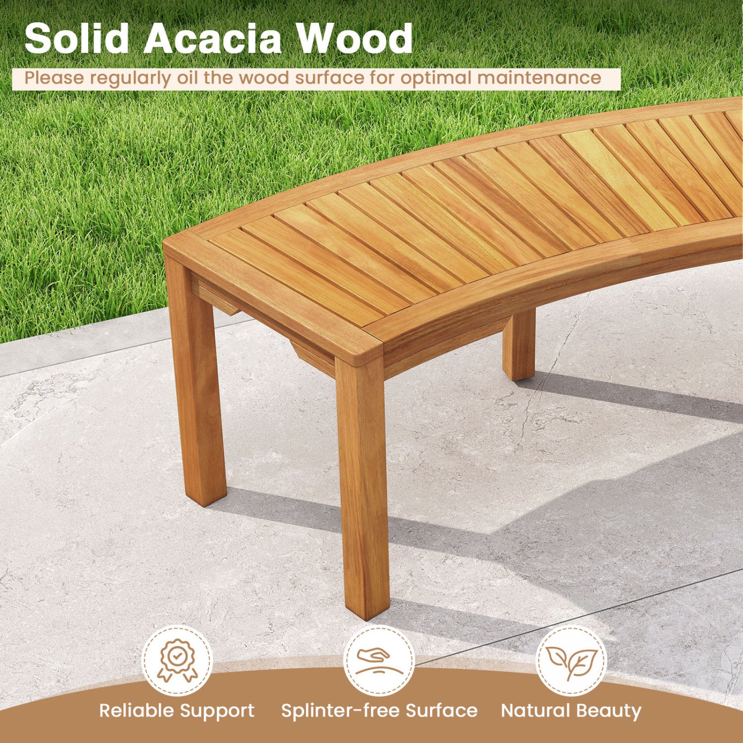 Outdoor Bench Set, Acacia Wood, Curved, 2-Person, Natural Outdoor Benches at Gallery Canada