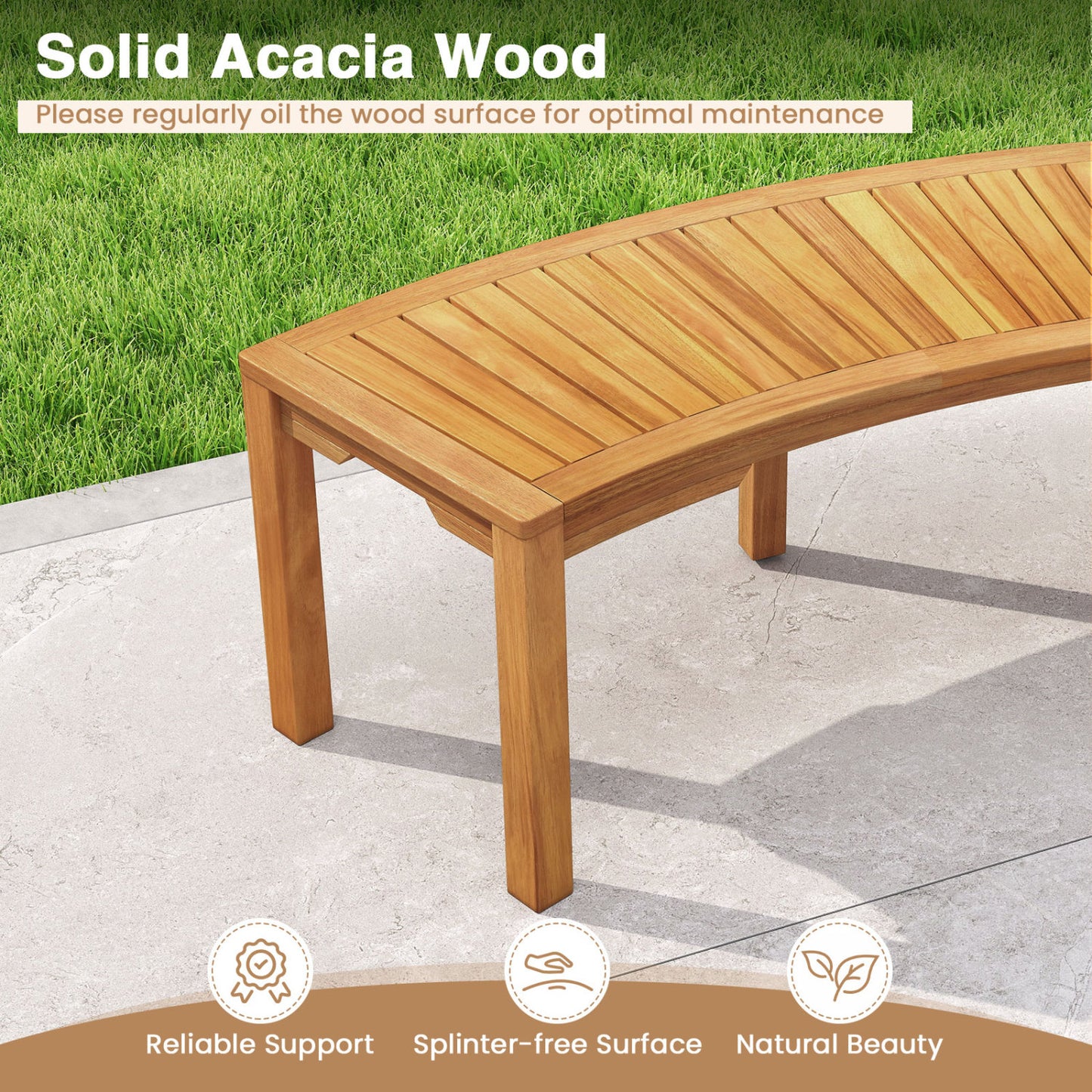 Outdoor Bench Set, Acacia Wood, Curved, 2-Person, Natural Outdoor Benches at Gallery Canada