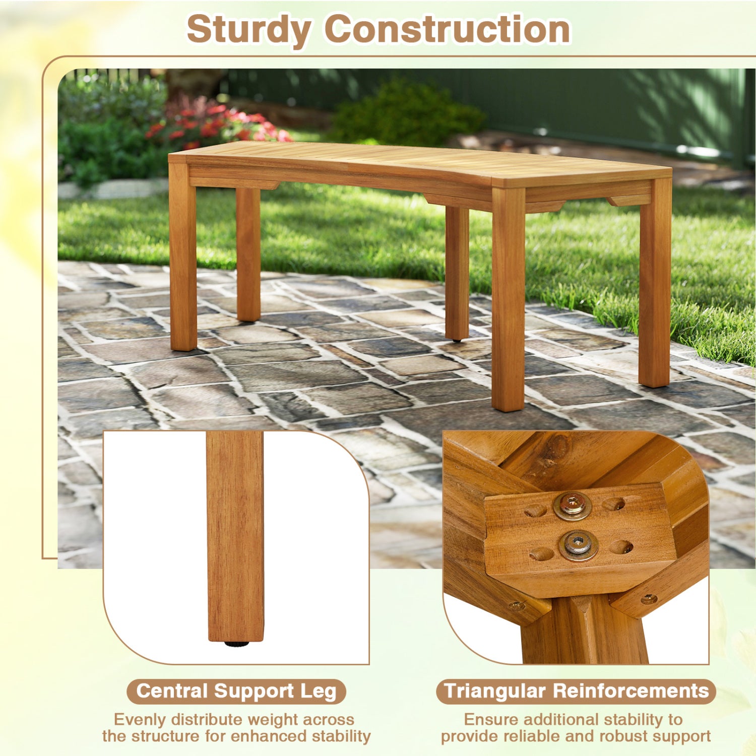 Outdoor Bench Set, Acacia Wood, Curved, 2-Person, Natural Outdoor Benches at Gallery Canada