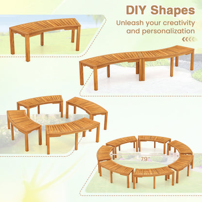 Outdoor Bench Set, Acacia Wood, Curved, 2-Person, Natural Outdoor Benches at Gallery Canada