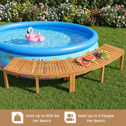 Outdoor Bench Set, Acacia Wood, Curved, 2-Person, Natural Outdoor Benches at Gallery Canada
