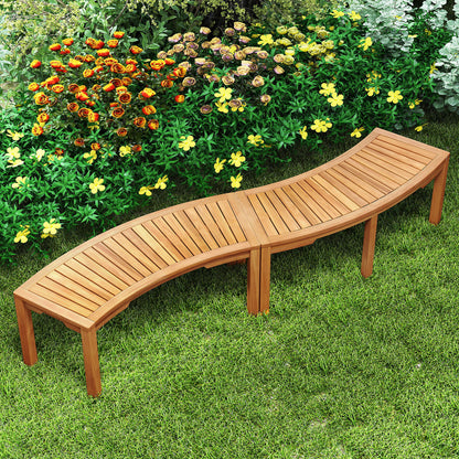 Outdoor Bench Set, Acacia Wood, Curved, 2-Person, Natural Outdoor Benches at Gallery Canada