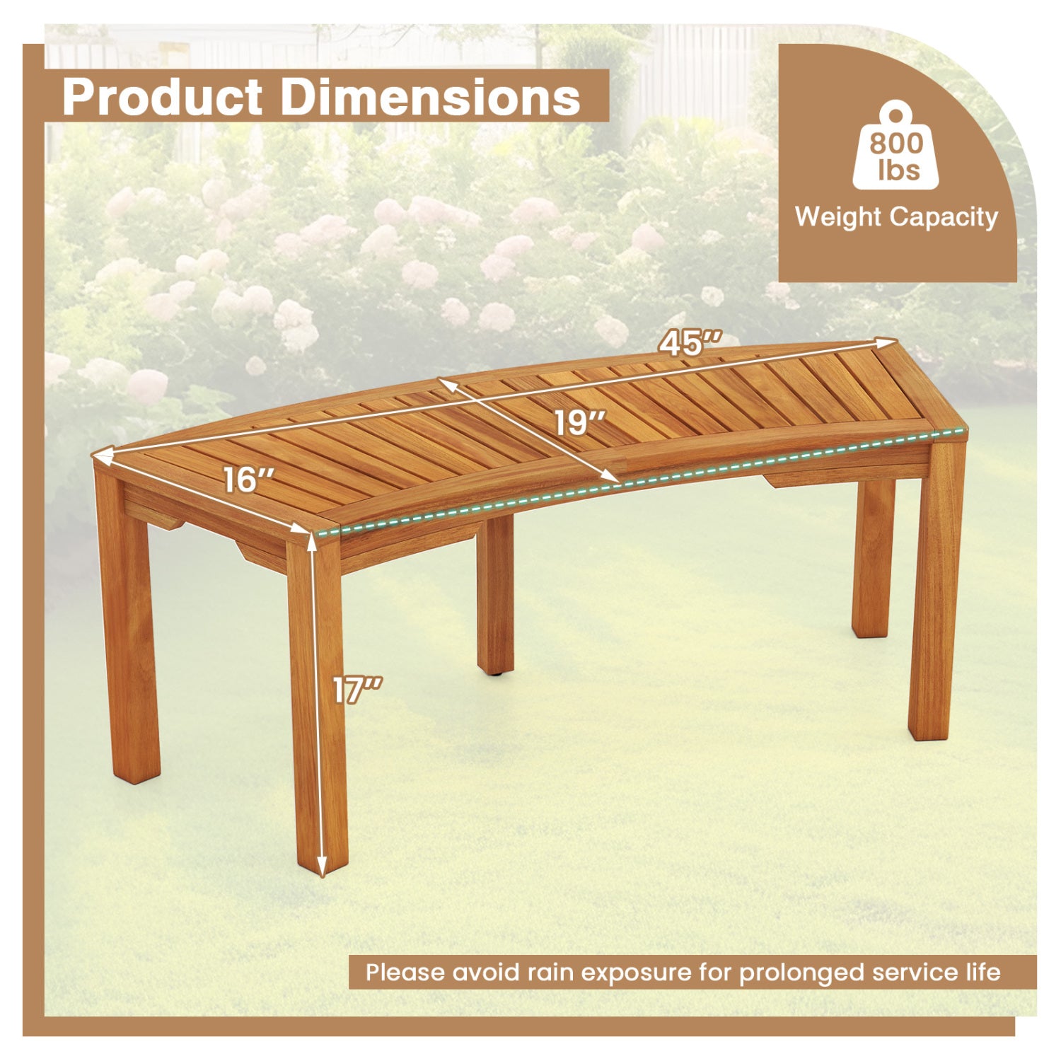 Outdoor Bench Set, Acacia Wood, Curved, 2-Person, Natural Outdoor Benches at Gallery Canada