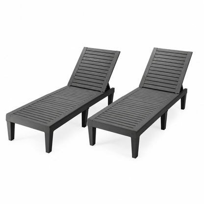 Set of 2 Outdoor Chaise Lounge Chair with 5 Positions Adjustable Backrest, Black Outdoor Chaise Lounges Black at Gallery Canada