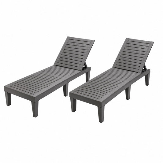 Set of 2 Outdoor Chaise Lounge Chair with 5 Positions Adjustable Backrest, Gray Outdoor Chaise Lounges Gray at Gallery Canada