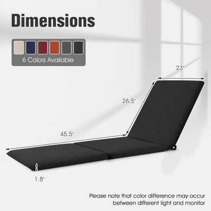2-Piece Outdoor Chaise Lounge Cushion Set, Black