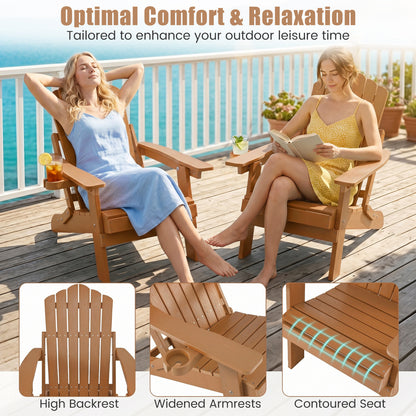 2 Chaises Adirondack Pliantes d'Extérieur Avec Porte-gobelet, Café