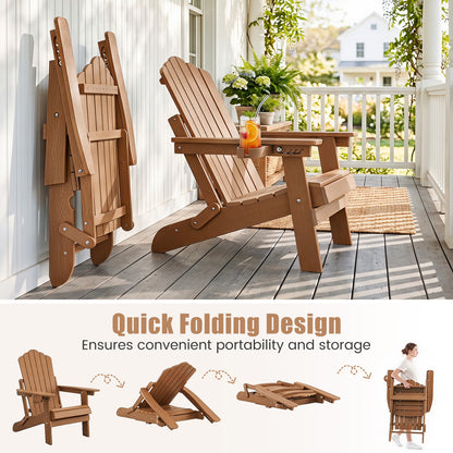 2 Chaises Adirondack Pliantes d'Extérieur Avec Porte-gobelet, Café