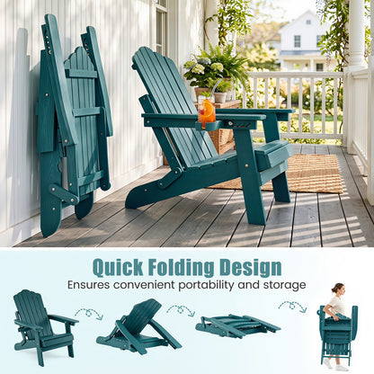Ensemble de 2 chaises Adirondack pliantes d'extérieur avec porte-gobelet, vert