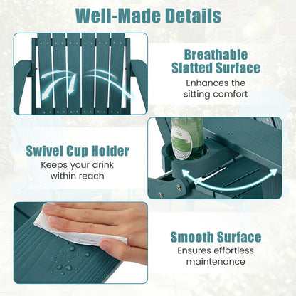 Ensemble de 2 chaises Adirondack pliantes d'extérieur avec porte-gobelet, vert