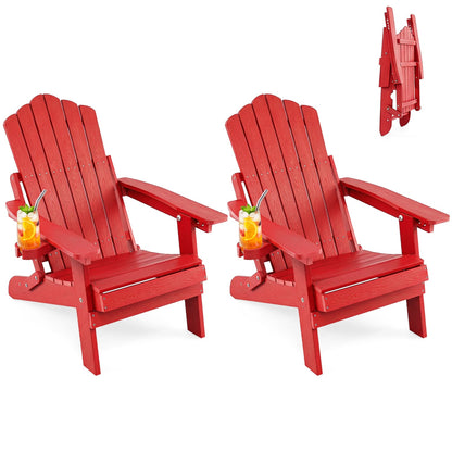Ensemble de 2 chaises Adirondack pliantes d'extérieur, Rouge