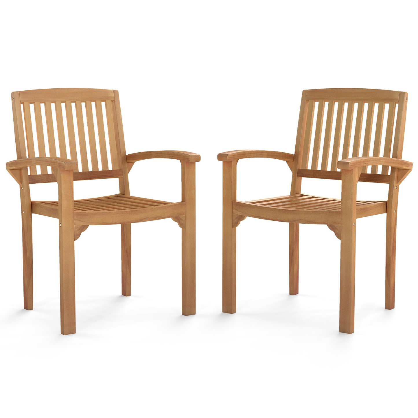 Outdoor Patio Chair Set, 2 Chairs, Slatted Curved Seat, Natural Patio Dining Chairs at Gallery Canada