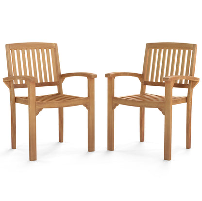 Outdoor Patio Chair Set, 2 Chairs, Slatted Curved Seat, Natural Patio Dining Chairs at Gallery Canada