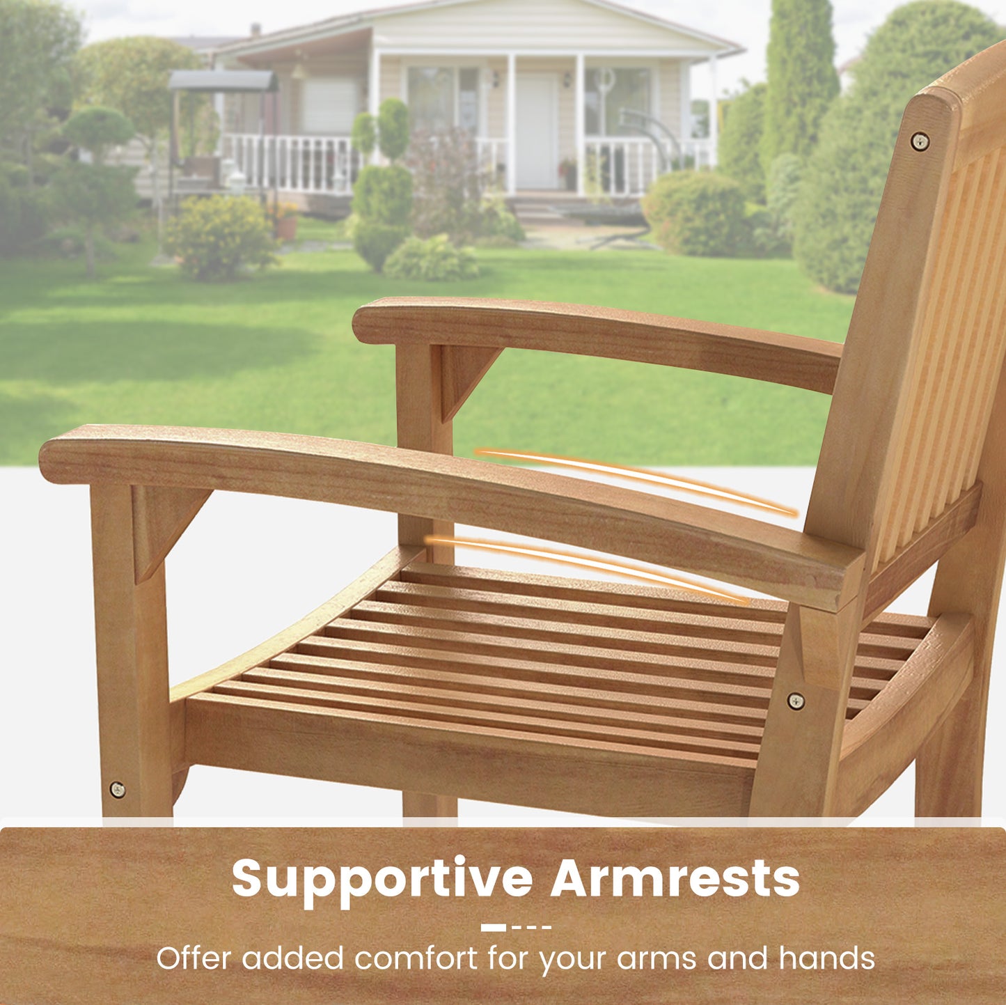 Outdoor Patio Chair Set, 2 Chairs, Slatted Curved Seat, Natural Patio Dining Chairs at Gallery Canada
