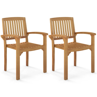 Outdoor Patio Chair Set, 2 Chairs, Slatted Curved Seat, Natural Patio Dining Chairs at Gallery Canada