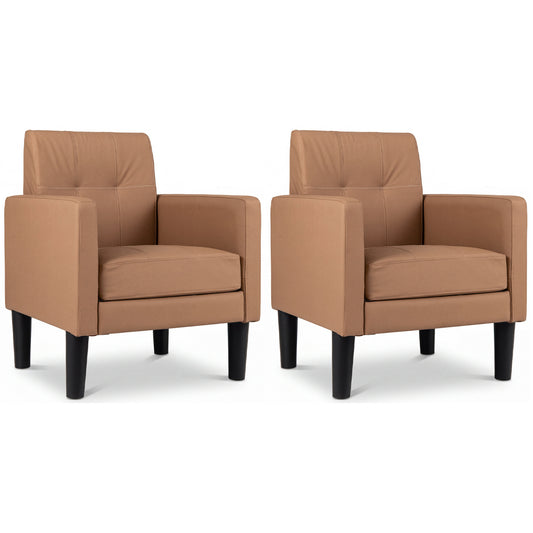 Set Of 2 PU Leather Accent Chairs, Brown Accent Chairs Brown at Gallery Canada