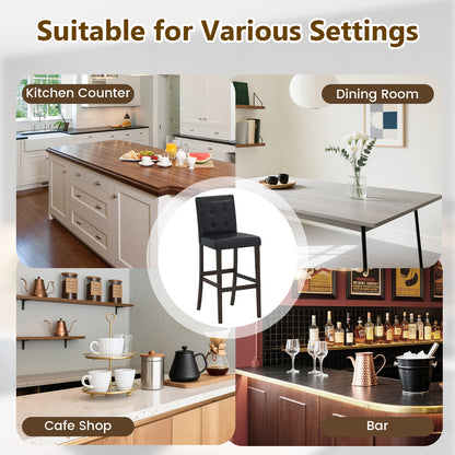 Set of 2 PVC Dining Leather Bar Stools with Solid Wood Legs-29 inches Bar Stools at Gallery Canada