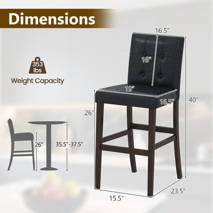 Set Of 2 PVC Leather Bar Stools, Solid Wood Legs, Black Bar Stools at Gallery Canada