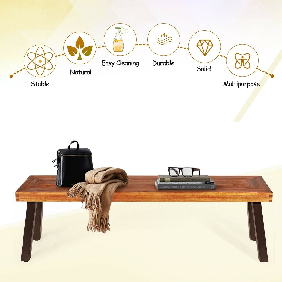 Set Of 2 Patio Acacia Wood Dining Bench Outdoor Benches at Gallery Canada