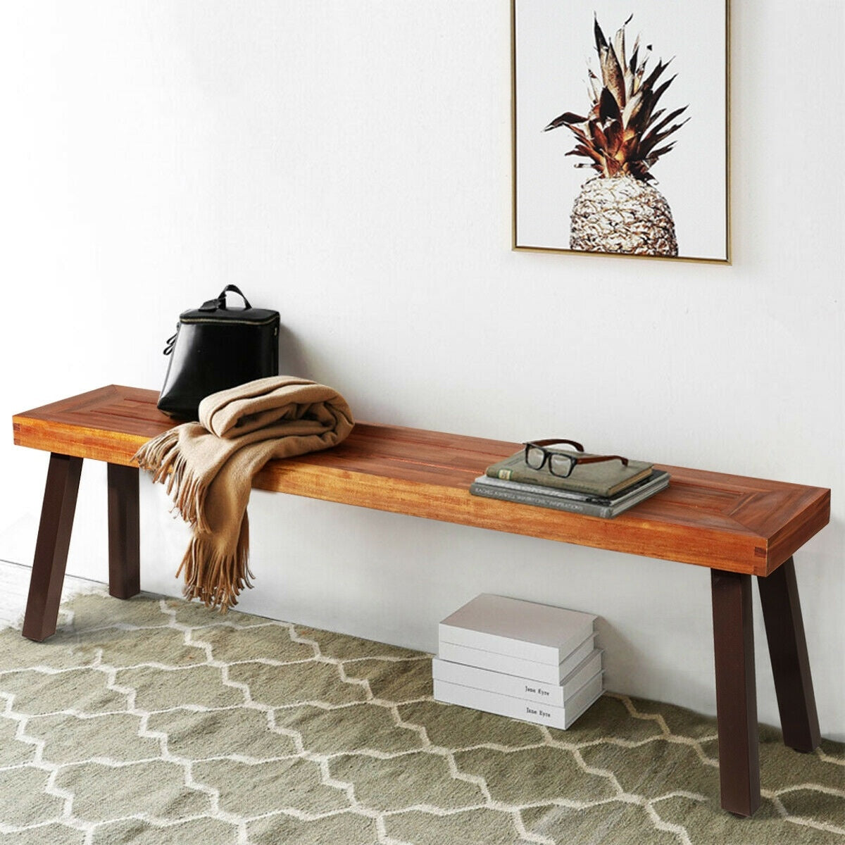 Set Of 2 Patio Acacia Wood Dining Bench Outdoor Benches at Gallery Canada