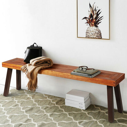 Set Of 2 Patio Acacia Wood Dining Bench Outdoor Benches at Gallery Canada