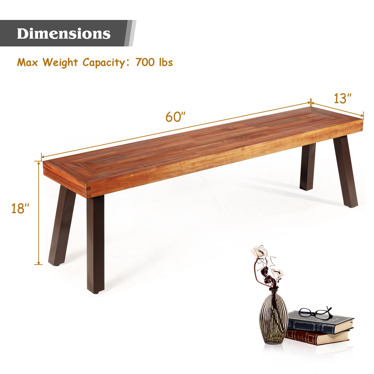 Set Of 2 Patio Acacia Wood Dining Bench Outdoor Benches at Gallery Canada