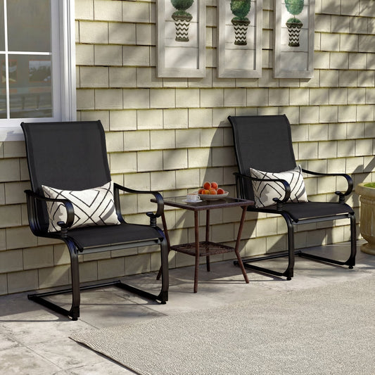 Set of 2 Patio Chairs, Quick-Dry Fabric, Black Patio Dining Chairs Black at Gallery Canada