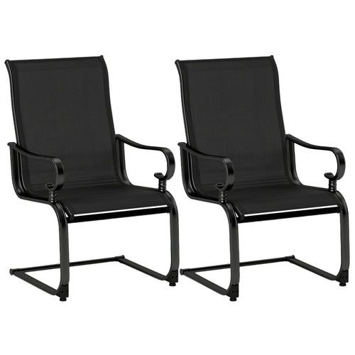 Set of 2 Patio Chairs, Quick-Dry Fabric, Black