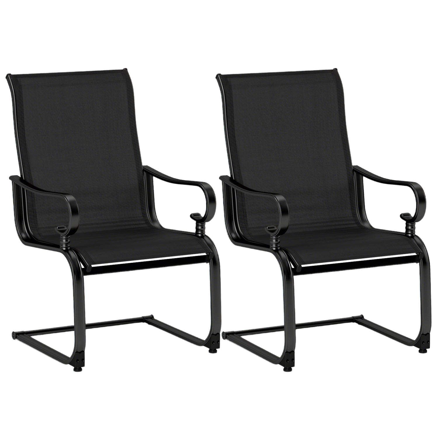 Set of 2 Patio Chairs, Quick-Dry Fabric, Black Patio Dining Chairs Black at Gallery Canada