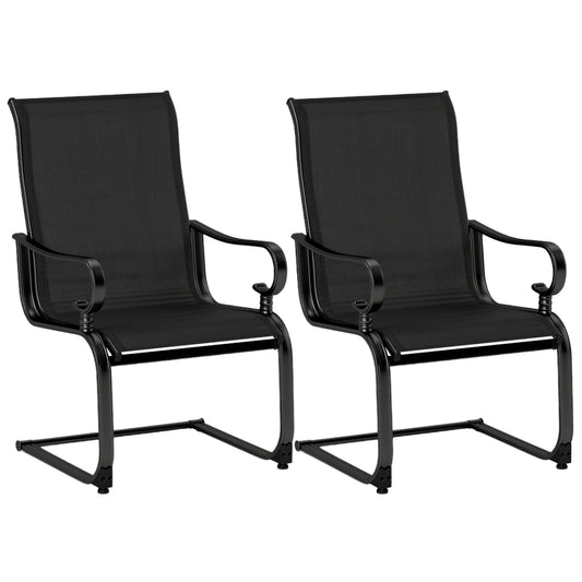 Set of 2 Patio Chairs, Quick-Dry Fabric, Black Patio Dining Chairs Black at Gallery Canada