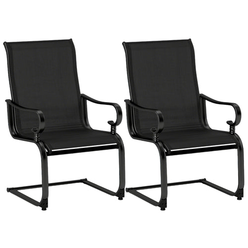 Set of 2 Patio Chairs, Quick-Dry Fabric, Black