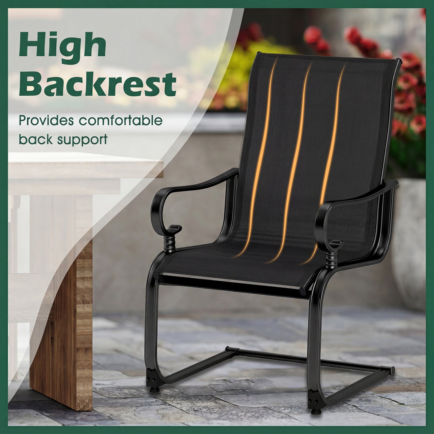 Set of 2 Patio Chairs, Quick-Dry Fabric, Black Patio Dining Chairs at Gallery Canada