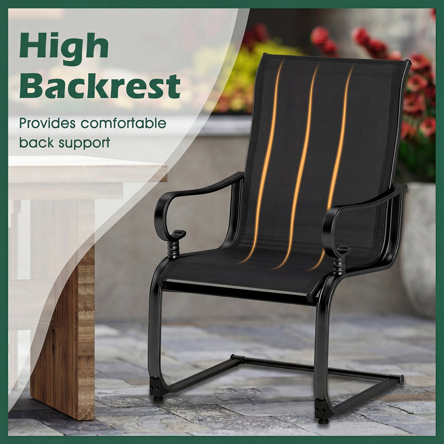 Set of 2 Patio Chairs, Quick-Dry Fabric, Black Patio Dining Chairs at Gallery Canada